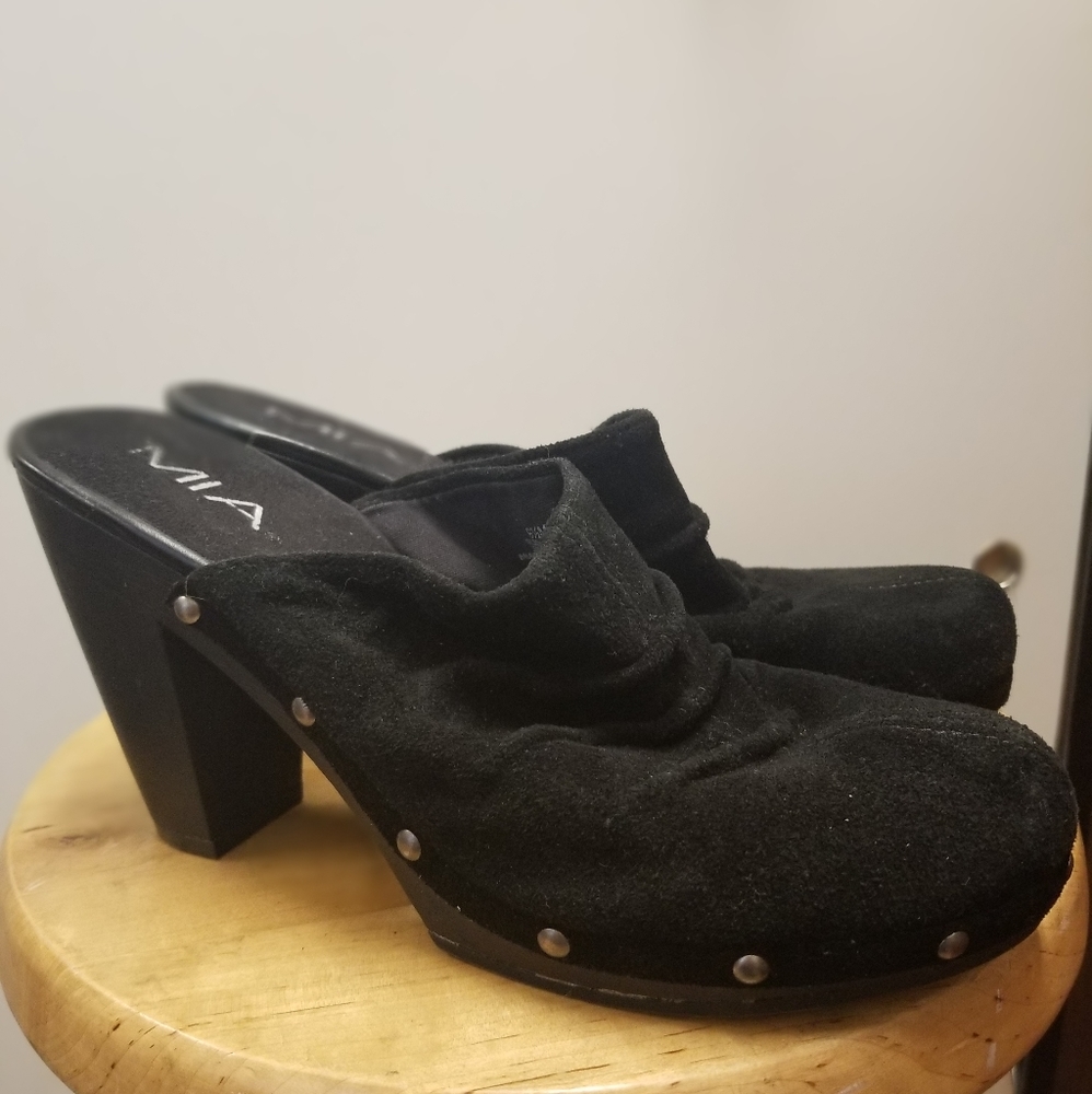 Vintage Black Studded Swedish MIA Clogs New!
